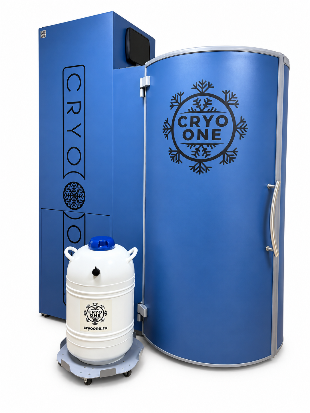 Криокапсула CryoOne Comfort с сосудом Дьюара на белом фоне