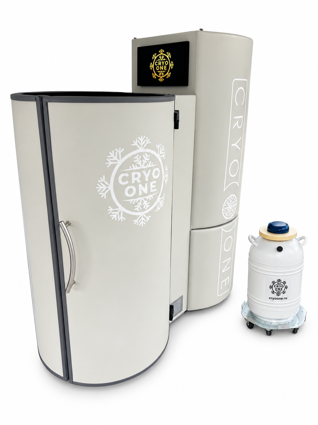 Криокапсула CryoOne Pro с сосудом Дьюара на белом фоне